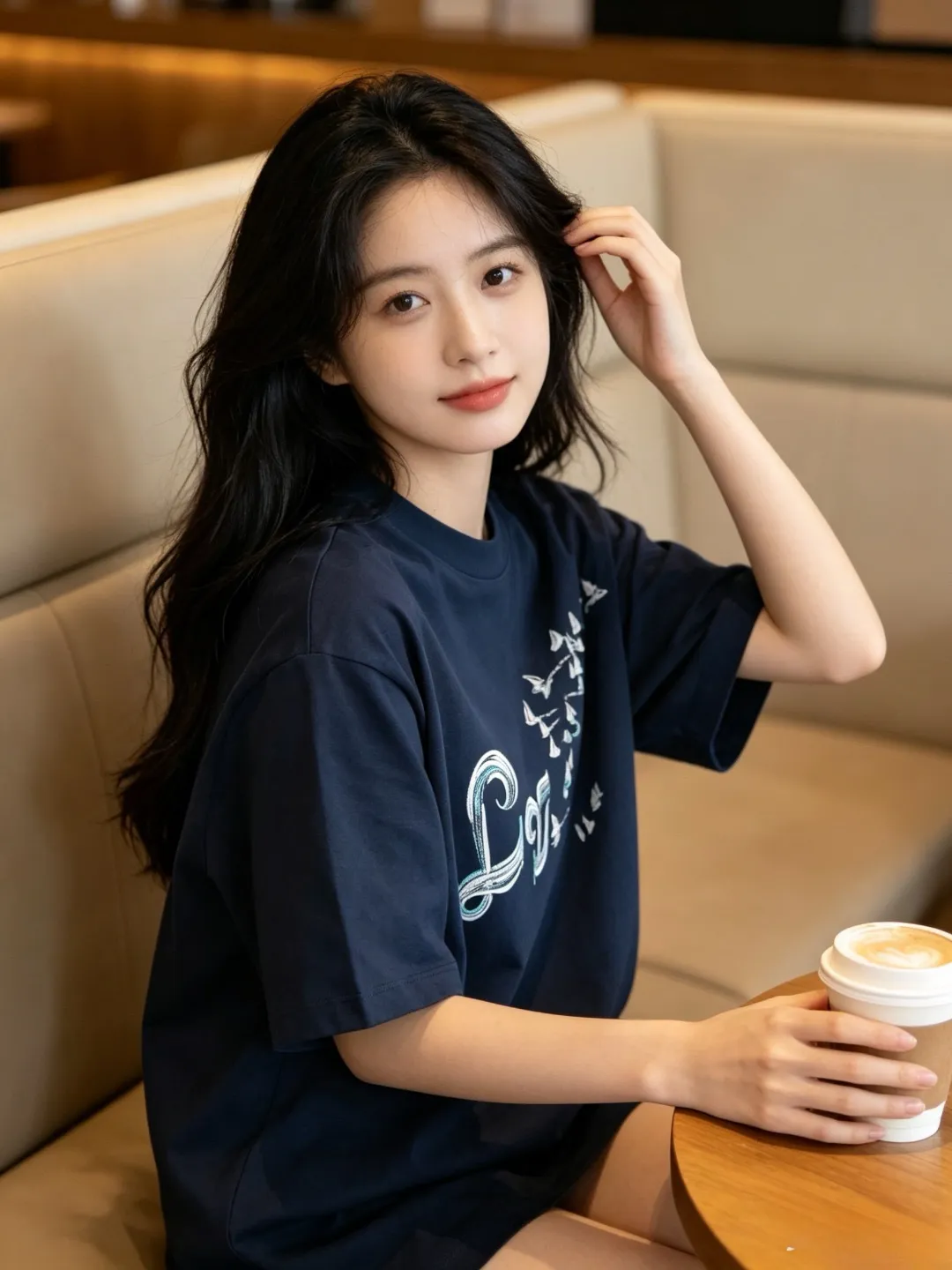 Louis Vuitton/Louis Vuitton gradient color thread sailboat and bird embroidery short sleeves